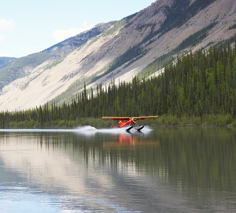 Seaplane on lake
