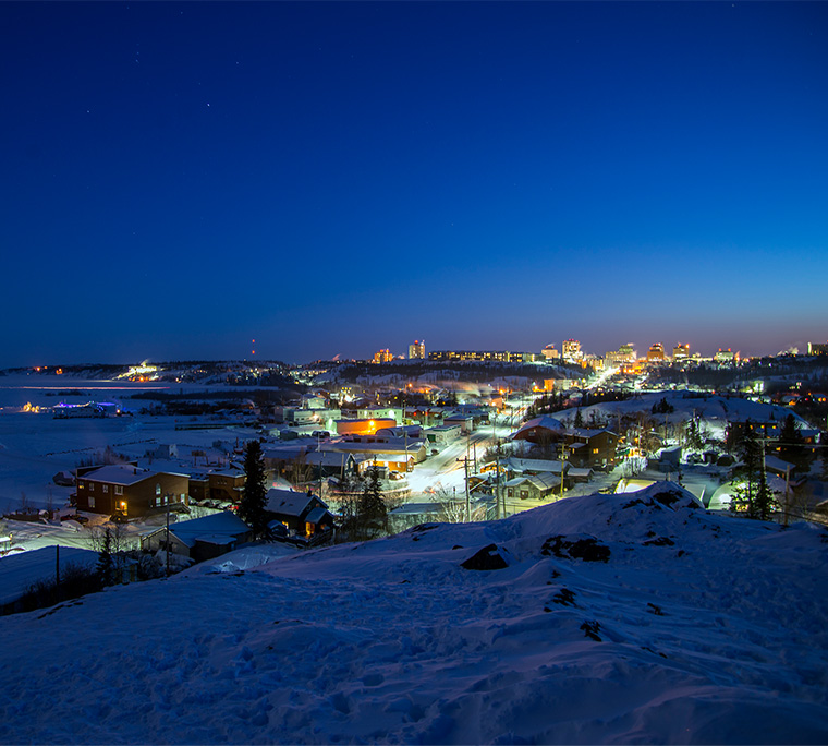 Yellowknife and Great Slave Lake in winter, NWT