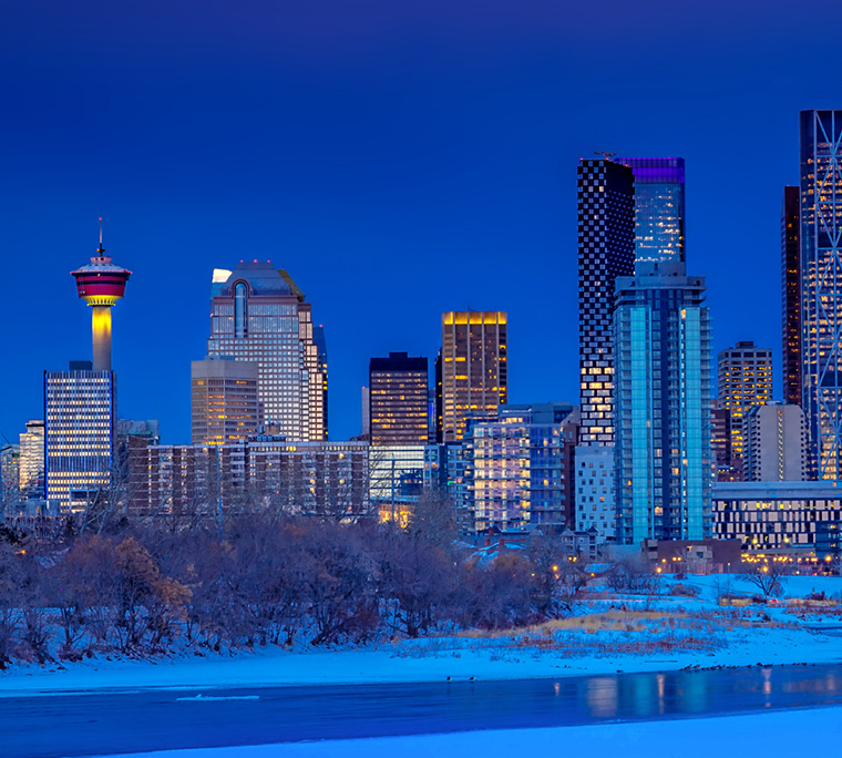 Calgary skyline at dusk