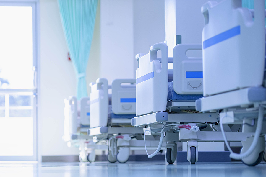 Row of hospital beds