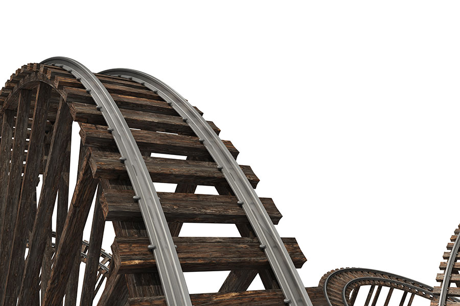 Tracks of a wooden roller coaster