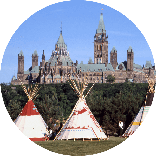 Teepees with Parliament Hill in background
