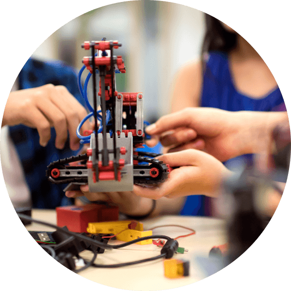 Children building simple robot