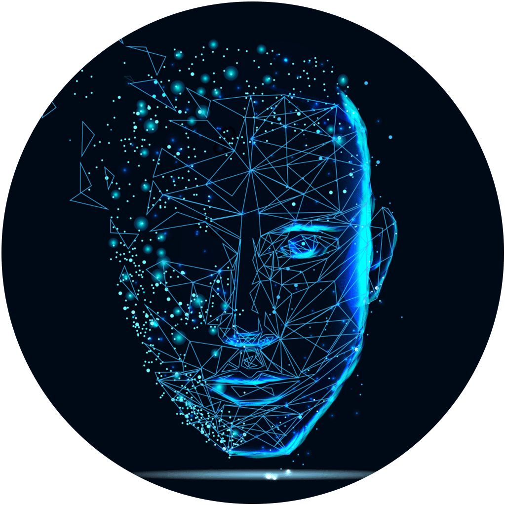 Digital sketch of a face made from dots and lines