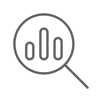 Icon of magnifying glass over a bar chart