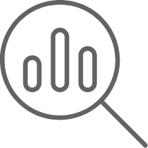 Icon of magnifying glass over chart