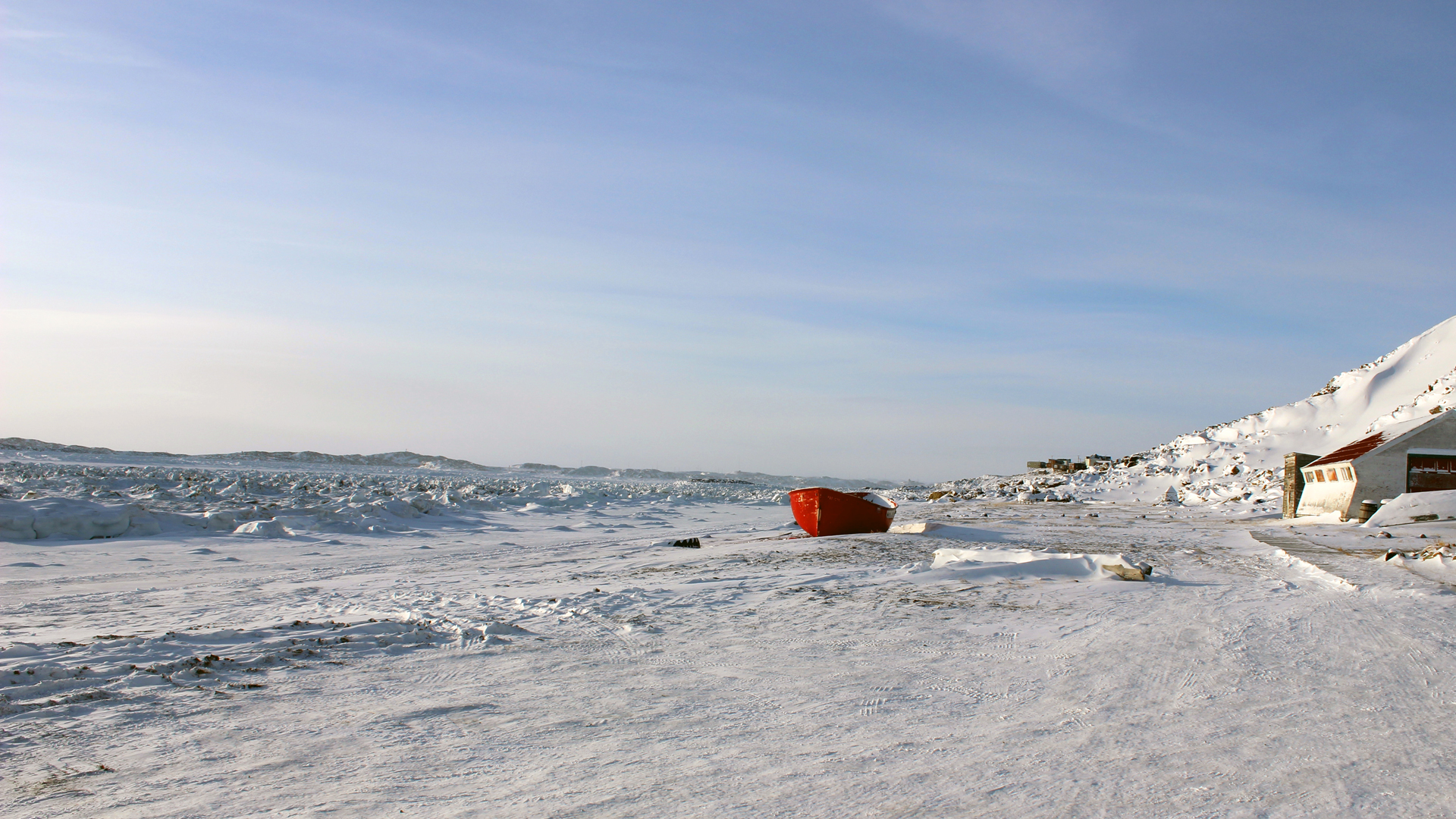 A beach in Iqaluit, Nunavut in winter