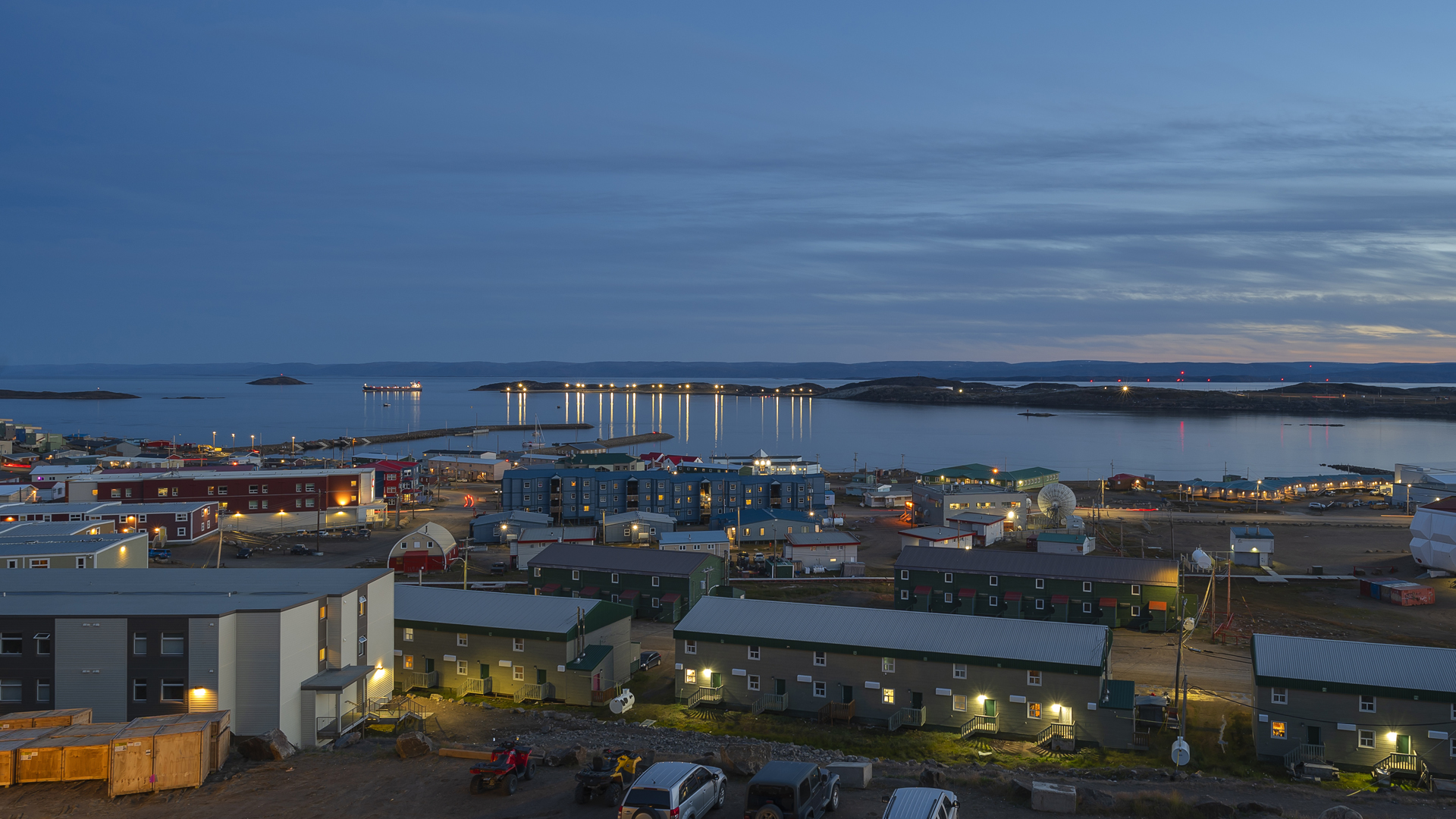 Evening view of the harbor at Iqaluit