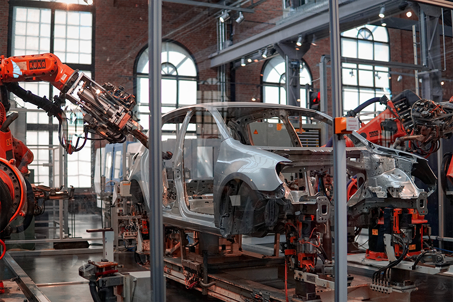 Car being made on assembly line
